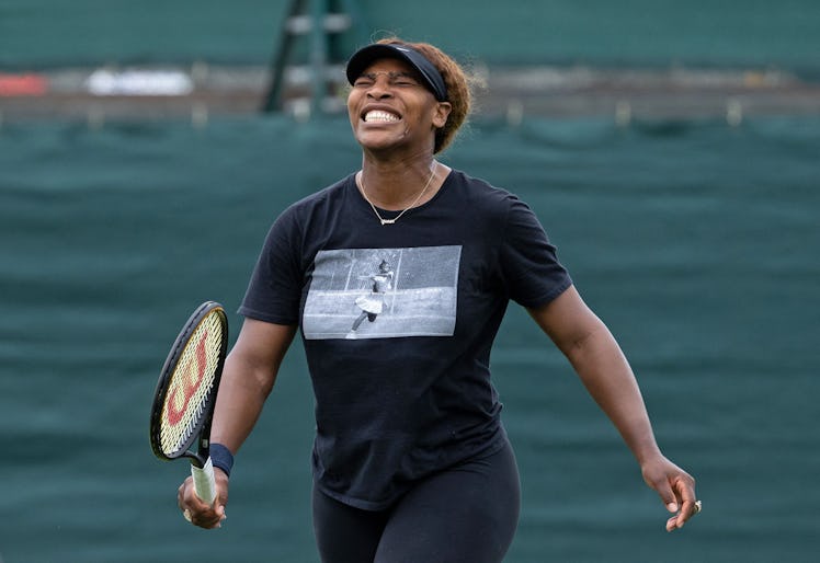 Serena Williams, who said she won't go to the 2021 Olympics, at The All England Tennis Club in Wimbl...