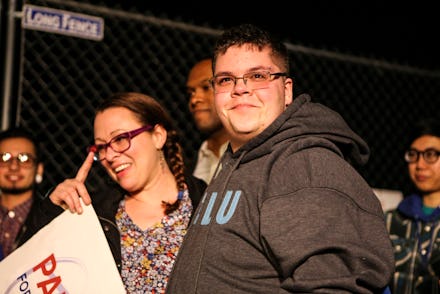 WASHINGTON, DC - FEBRUARY 22: Transgender teen, Gavin Grimm, right, and Vanessa Ford, left, mother o...