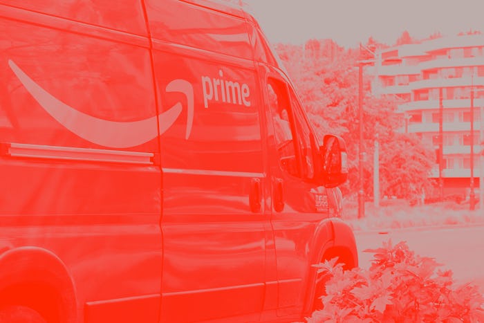 SEATTLE, UNITED STATES - 2021/04/27: An Amazon Prime delivery van is seen in Seattle. The ecommerce ...