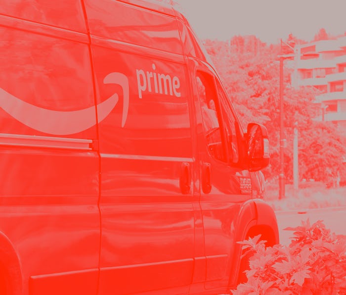 SEATTLE, UNITED STATES - 2021/04/27: An Amazon Prime delivery van is seen in Seattle. The ecommerce ...