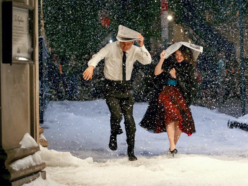 Rachel Brosnahan and Luke Kirby are seen at the film set of 'The Marvelous Mrs Maisel.'