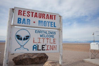 Rachel, Nevada - February 7, 2014: A photo of the Little A'le'inn in Rachel, Nevada. The Little A'le...