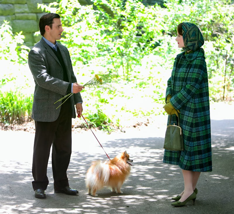 Rachel Brosnahan and Milo Ventimiglia are seen at the film set of 'The Marvelous Mrs Maisel' Season 4 on June 10, 2021 in New York City.