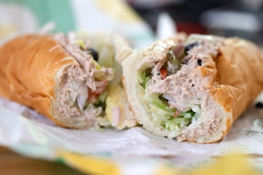 SAN ANSELMO, CALIFORNIA - JUNE 22: A tuna sandwich from Subway is displayed on June 22, 2021 in San ...