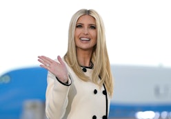 Ivanka Trump waves as she arrives at Joint Base Andrews in Maryland for US President Donald Trump's ...