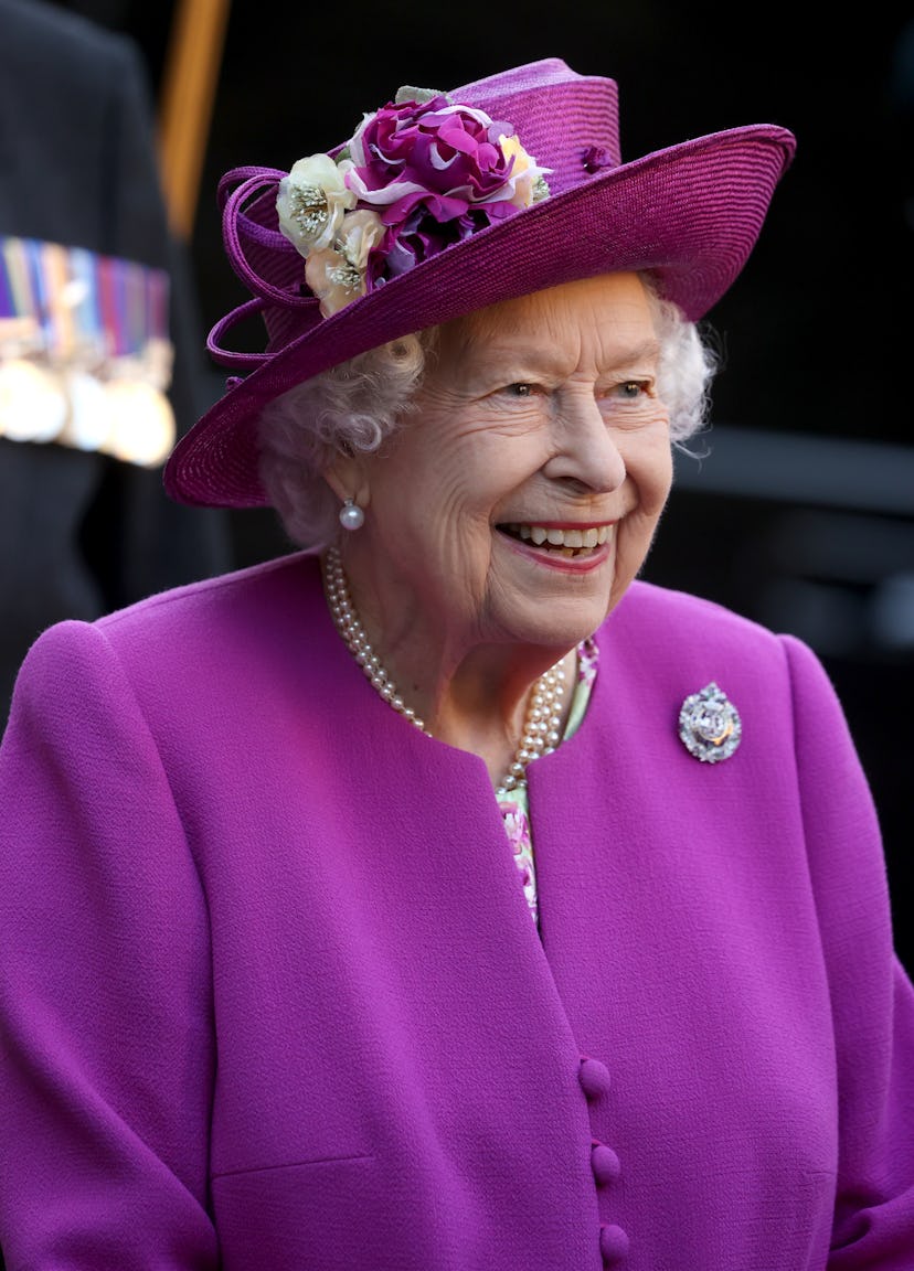 STIRLING, SCOTLAND - JUNE 29: Queen Elizabeth II smiles as she departs after a museum opening during...