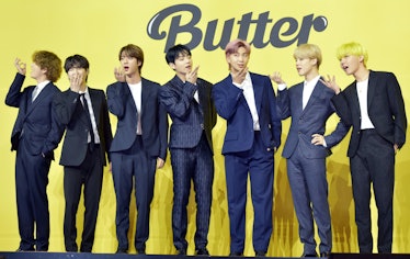 SEOUL, SOUTH KOREA - MAY 21: BTS attends a press conference for BTS's new digital single 'Butter' at...