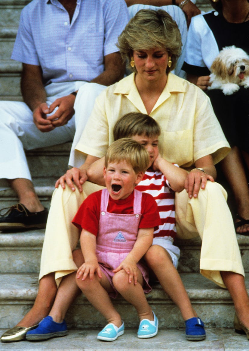 Princess Diana leads the line of her royal sons. 