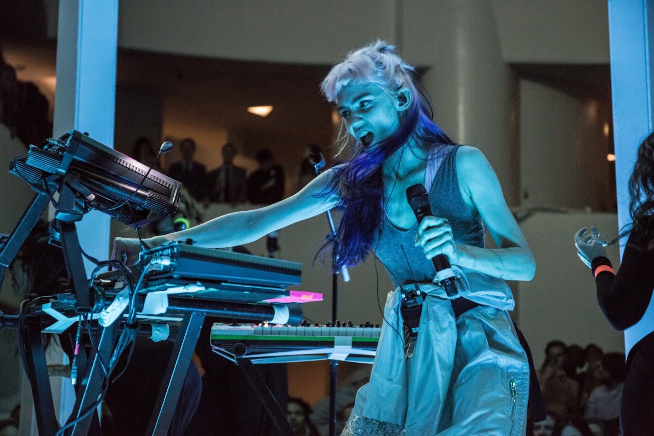 Claire Elise Boucher, better known by her stage name Grimes, performs at the Guggenheim Museum in Ne...