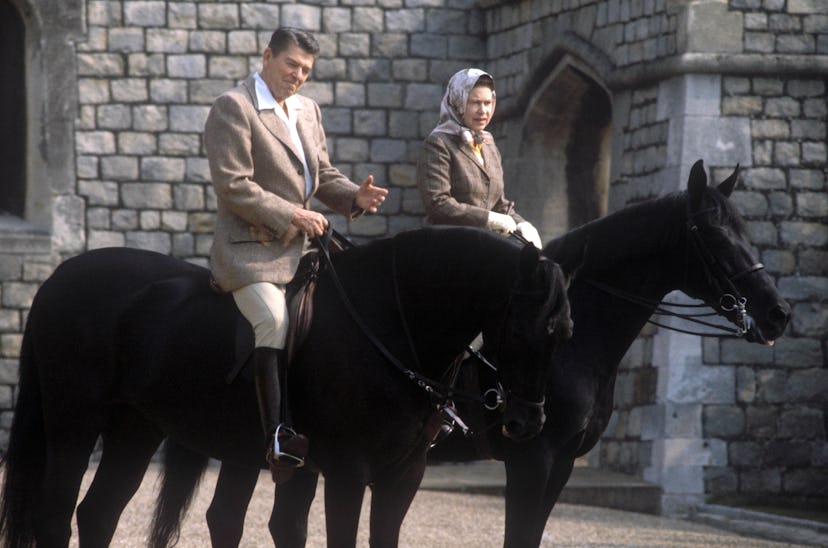 President Reagan went riding with Queen Elizabeth.