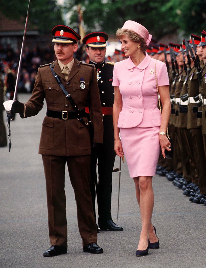 Princess Diana in pink skirt suit