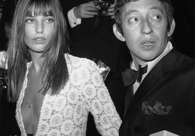 FRANCE - APRIL 25:  Serge GAINSBOURG and Jane BIRKIN arriving at the Artists Union's Gala, Paris.  (...