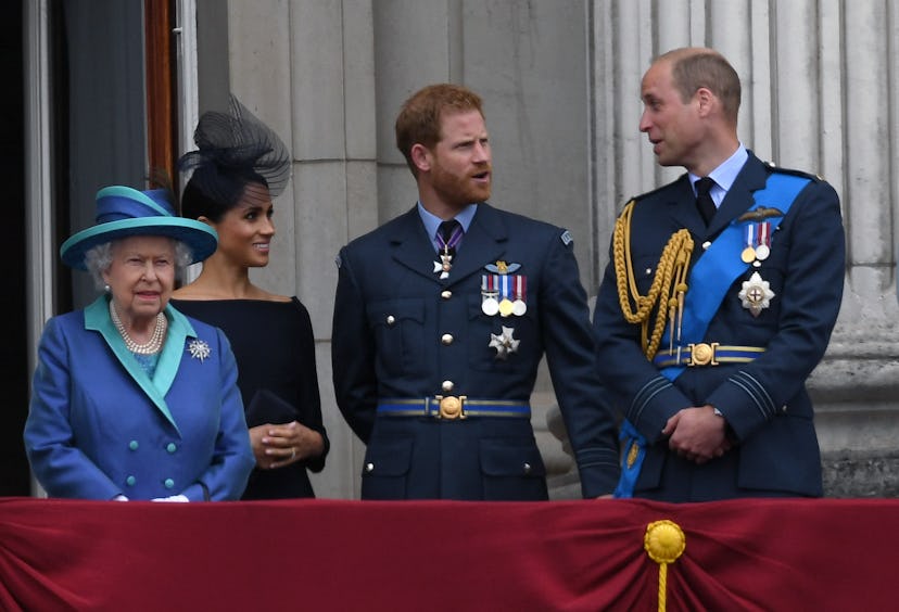 LONDON, UNITED KINGDOM - JULY 1O: Queen Elizabeth ll, Meghan, Duchess of Sussex, Prince Harry, Duke ...