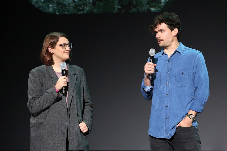 ANAHEIM, CALIFORNIA - AUGUST 23: (L-R) Director Kate Herron and Writer Michael Waldron of 'Loki' too...