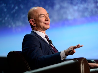 COLORADO SPRINGS, CO - APRIL 12: Founder of space company Blue Origin, Jeff Bezos, speaks about the ...