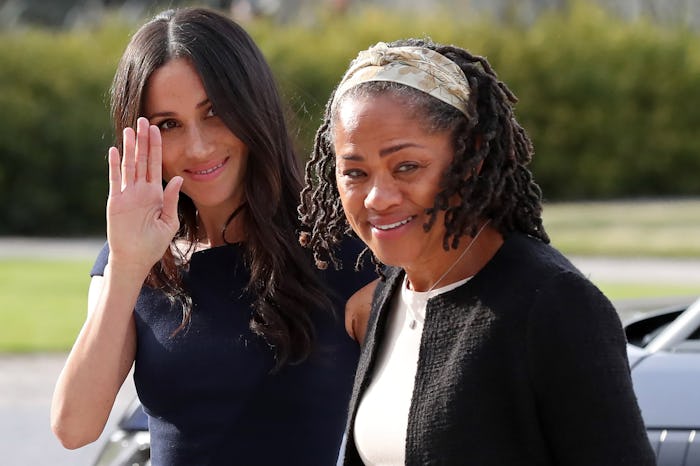 Duchess of Sussex Meghan Markle (L) arrives with her mother Doria Ragland at Cliveden House hotel in...