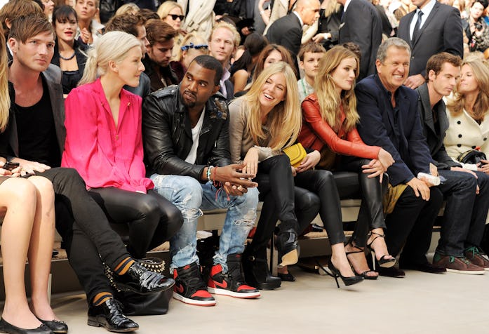 LONDON, ENGLAND - SEPTEMBER 19:  (L to R) Dan Gillespie, Ellie Goulding, Kanye West, Sienna Miller, ...