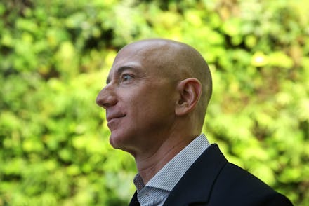 Amazon CEO Jeff Bezos tours The Spheres during an opening day unveiling event, Monday morning, Jan. ...