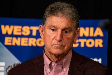 MORGANTOWN, WV - JUNE 03: U.S. Sen. Joe Manchin (D-WV) attends a news conference at the Marriott H...