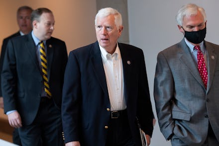 UNITED STATES - MAY 14: Rep. Mo Brooks, R-Ala., and Rep. Bob Latta, R-Ohio, right, are seen in the C...