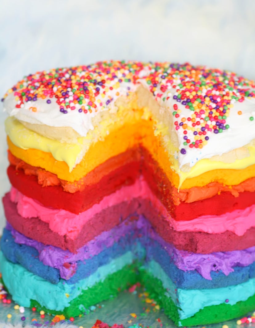 A rainbow cake is a great way to celebrate Pride.