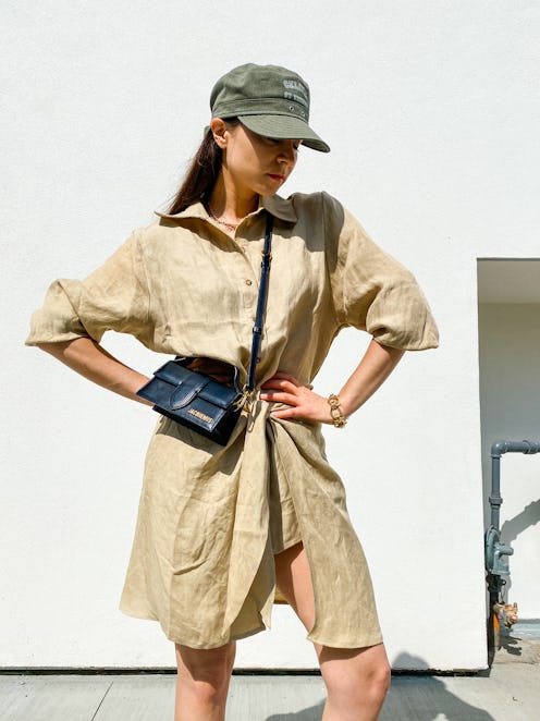 Julia Comil models her outfit in Paris, France.