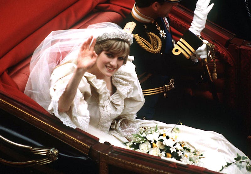 The Prince and Princess of Wales return to Buckingham Palace by carriage after their wedding, 29th J...