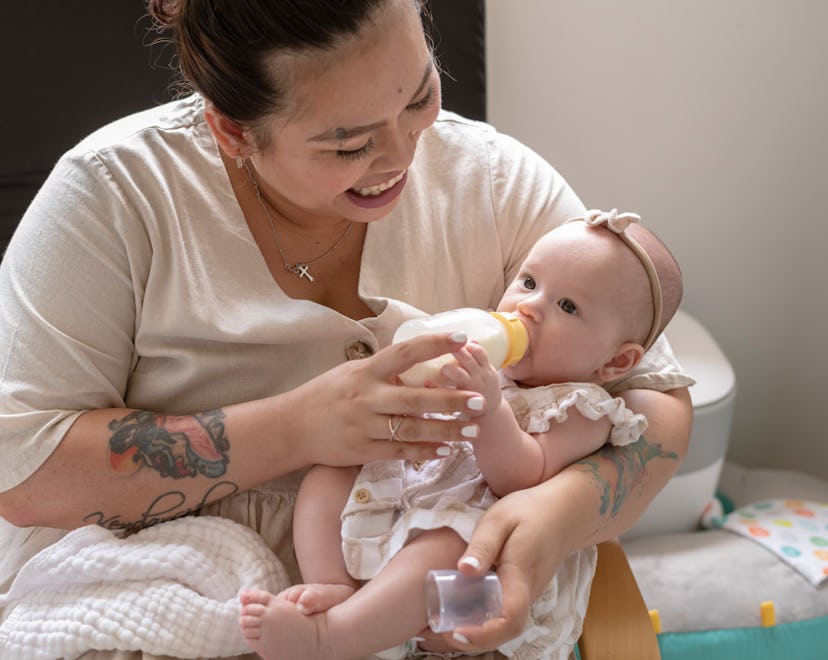 Your breast milk may look a little blue from the foremilk.