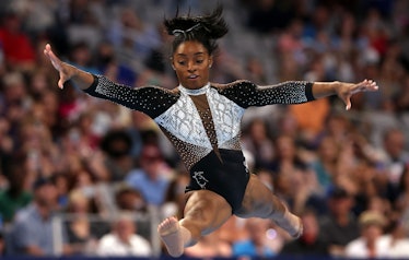 FORT WORTH, TEXAS - JUNE 06:  Simone Biles competes in the floor exercise during the Senior Women's ...