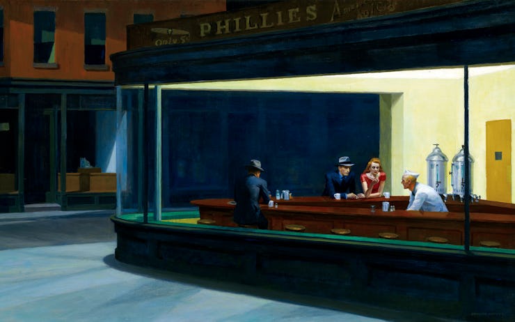 Edward Hopper (American, 1882-1967), Nighthawks, 1942, oil on canvas, 84.1 x 152.4 cm (33 1/8 x 60 i...