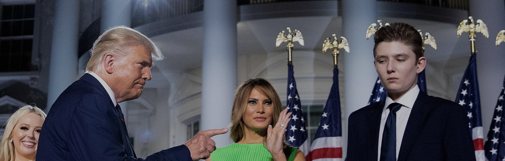 WASHINGTON, DC - AUGUST 27: U.S. President Donald Trump (L) gestures toward first lady Melania Trump...