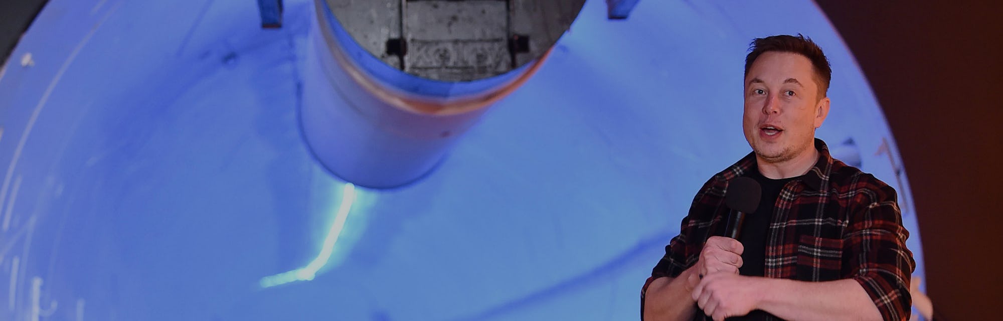 Elon Musk, co-founder and chief executive officer of Tesla Inc., speaks during an unveiling event fo...