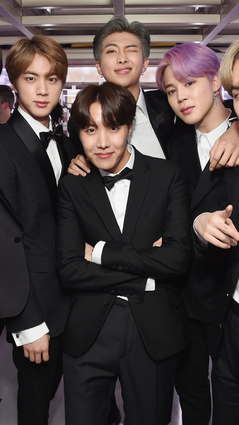 LOS ANGELES, CA - FEBRUARY 10: BTS backstage during the 61st Annual GRAMMY Awards at Staples Center...