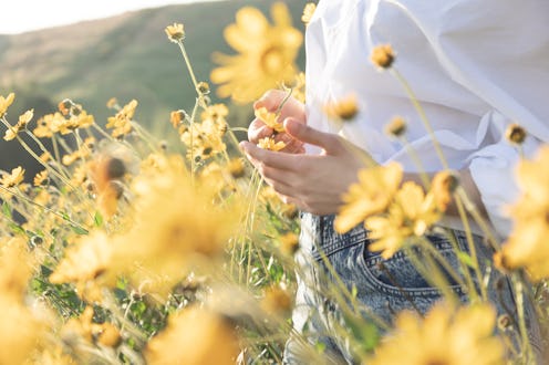 A woman stands in a field of wildflowers. According to numerology, here's what the day of the week y...