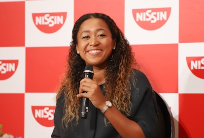 Naomi Osaka, who will compete in the 2021 Olympics, speaks at a press conference. 