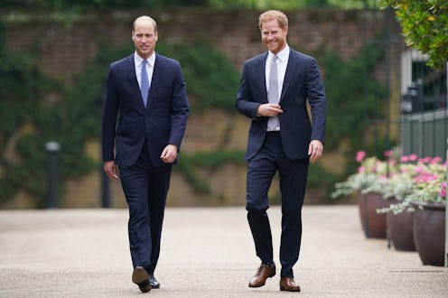 Britain's Prince William, Duke of Cambridge (L) and Britain's Prince Harry, Duke of Sussex arrive fo...