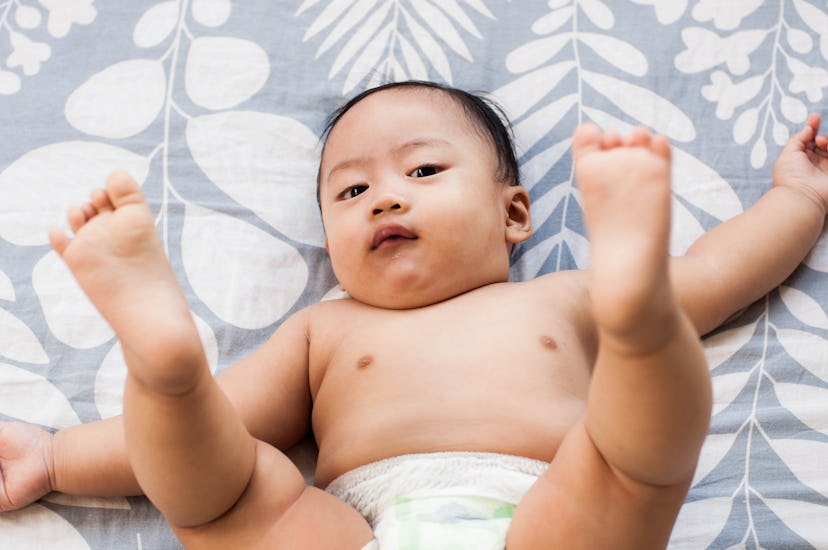 Babies can also hang out in their diaper as a way to cool down in a hot room.