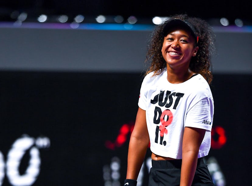 Naomi Osaka of Japan, who will compete in the 2021 Olympics, attends a training session. 