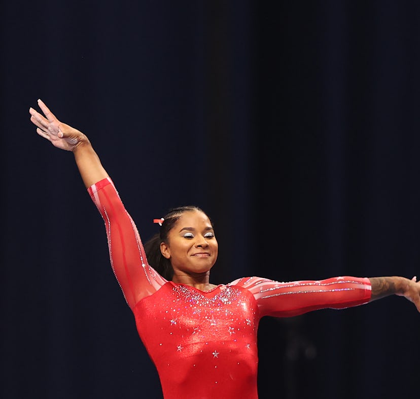 Jordan Chiles, who's headed to the 2021 Olympics, competes on the vault during the Women's competiti...
