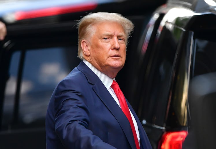 Former U.S. President Donald Trump leaves Trump Tower in Manhattan on May 18, 2021 in New York City.