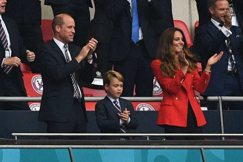 TOPSHOT - (L to R) Prince William, Duke of Cambridge, Prince George of Cambridge, and Catherine, Duc...