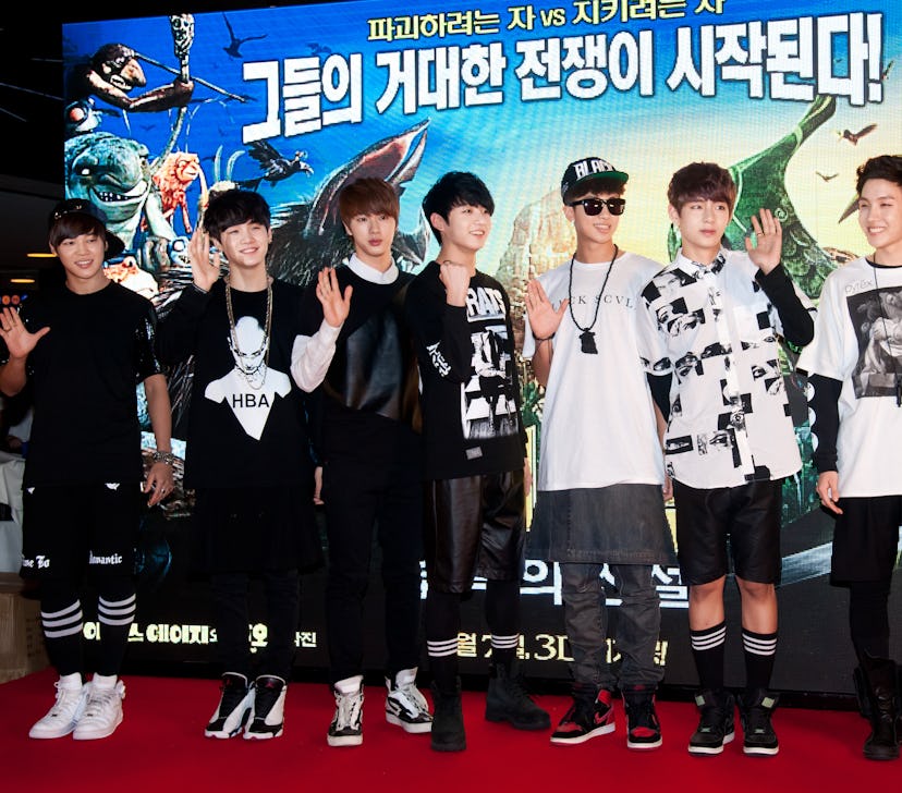 SEOUL, SOUTH KOREA - JULY 31:  BTS attend the American 3D Computer-Animated Film 'Epic' Red Carpet a...