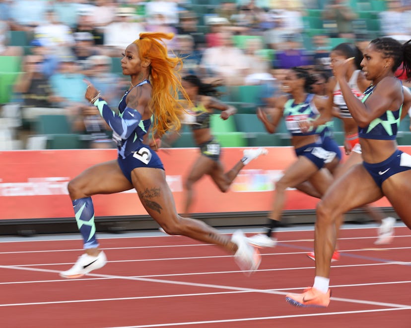 EUGENE, OR - JUNE 19: Sha'Carri Richardson competes in the Women's 100 Meter on day 2 of the 2020 U...