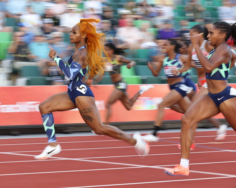 EUGENE, OR - JUNE 19:  Sha'Carri Richardson competes in the Women's 100 Meter on day 2 of the 2020 U...
