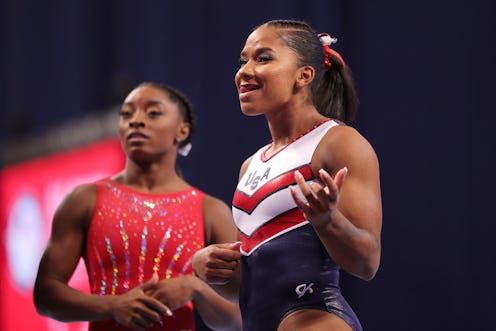 Simone Biles and Jordan Chiles ahead of the 2021 U.S. Gymnastics Olympic Trials. Photo by Carmen Man...