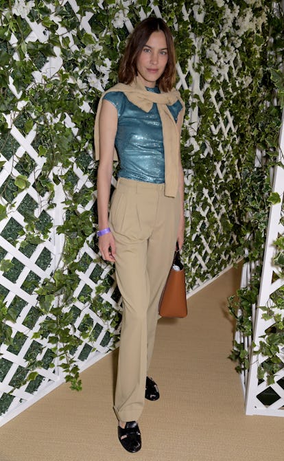 LONDON, ENGLAND - JULY 09: Alexa Chung attends the Polo Ralph Lauren VIP suite during Wimbledon at All England Lawn Tennis and Croquet Club on July 9, 2021 in London, England. (Photo by David M. Benett/Dave Benett/Getty Images for Ralph Lauren)