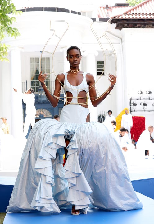 IRVINGTON, NEW YORK - JULY 10: A model walks the runway during the Pyer Moss Couture Haute Couture F...