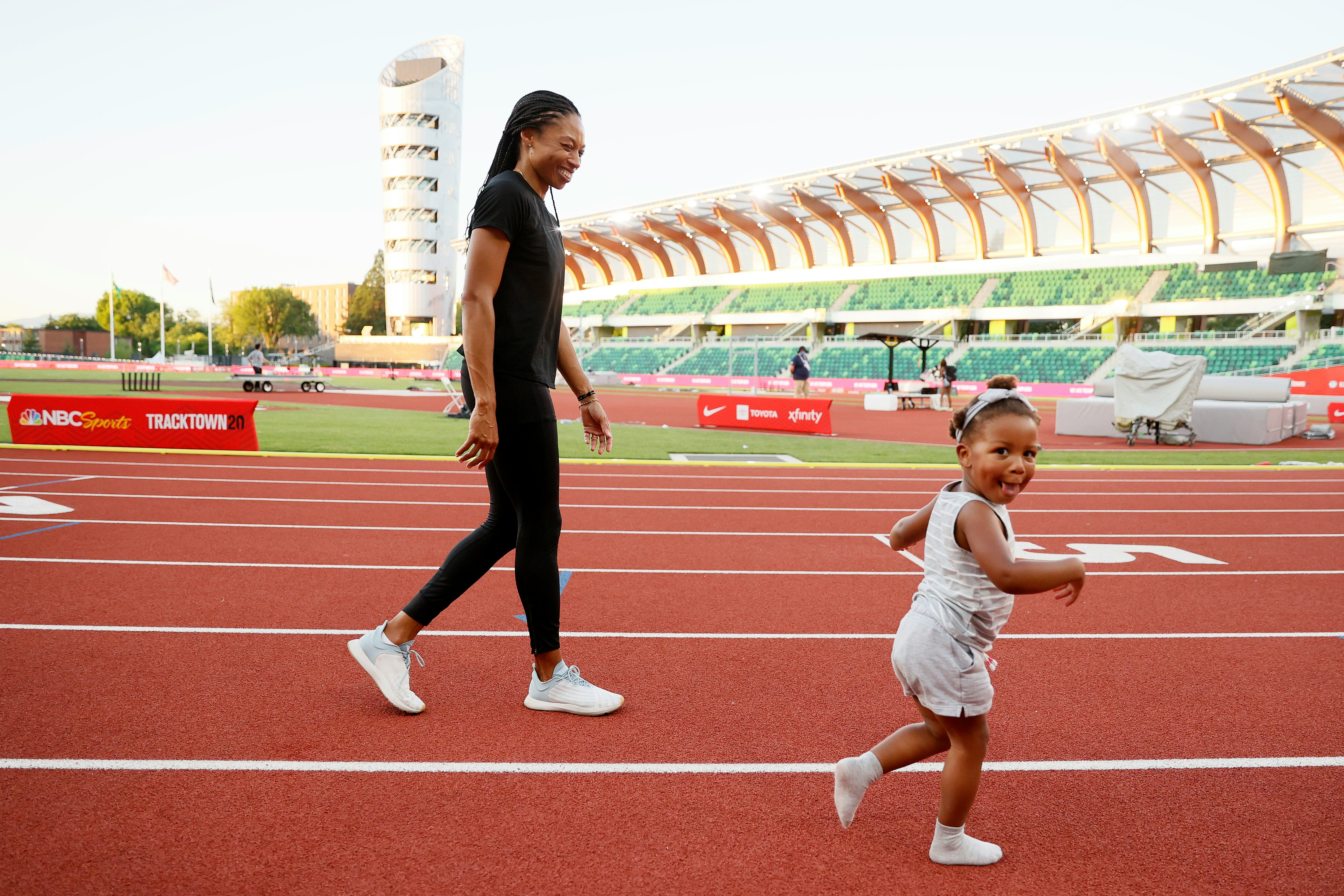 Allyson Felix launches free childcare initiative for fellow athlete moms :  NPR