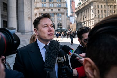 NEW YORK, NY - APRIL 4: Tesla CEO Elon Musk arrives at federal court, April 4, 2019 in New York City...