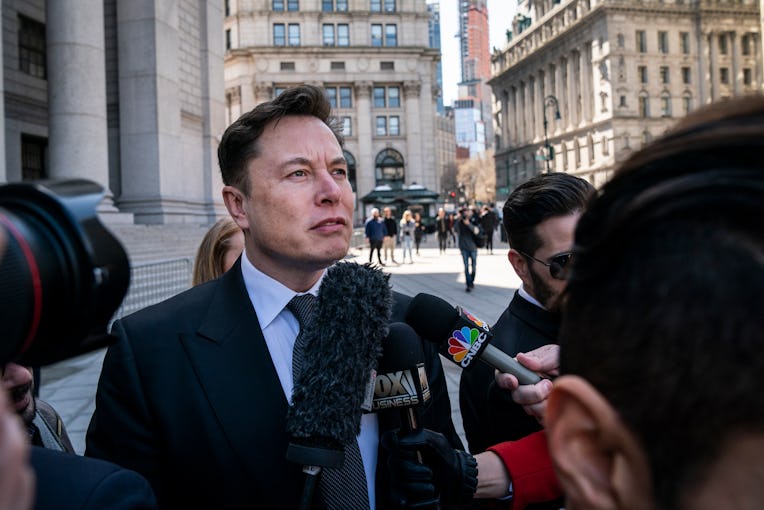 NEW YORK, NY - APRIL 4: Tesla CEO Elon Musk arrives at federal court, April 4, 2019 in New York City...
